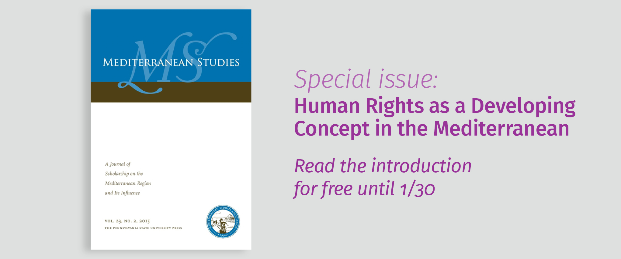 Special issue of Mediterranean Studies